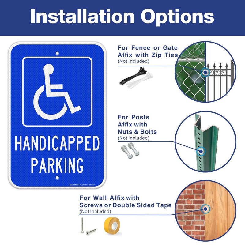 Faittoo Handicap Parking Sign, with Picture of Wheelchair Sign, 18 x 12 Inches Engineer Grade Reflective Sheeting Rust Free Aluminum, Weather Resistant, Waterproof, Durable Ink, Easy to Mount - Image 3